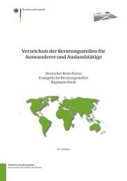 Verzeichnis der Beratungsstellen für Auswanderer und Auslandstätige