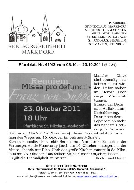 Pfarrblatt Nr 41 42 Vom 08 10 23 10 2011 0 30