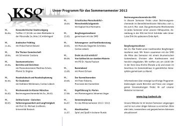 Sommersemester 2012 Gemeindeabende - KSG Lübeck