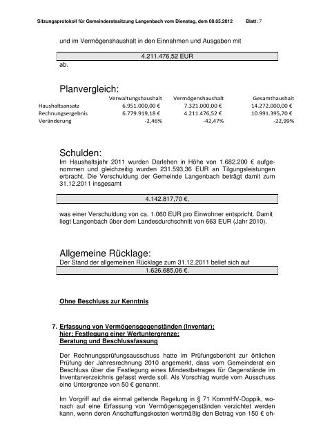 gemeinde langenbach niederschrift