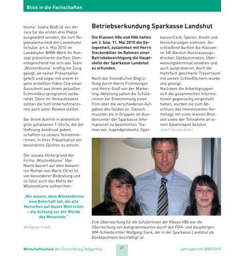 Jahresbericht 2009/2010 - irtschaftsschule Seligenthal