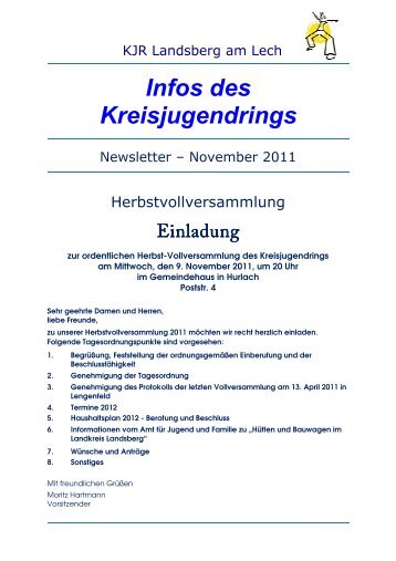 Infos des Kreisjugendrings - Kreisjugendring Landsberg am Lech