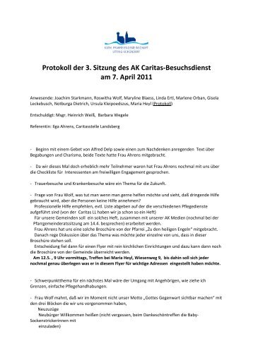 Protokoll der 3. Sitzung des AK Caritas-Besuchsdienst am 7. April ...