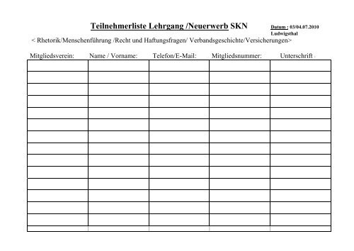 Teilnehmerliste Lehrgang /Neuerwerb SKN  - DVG LV Saarland