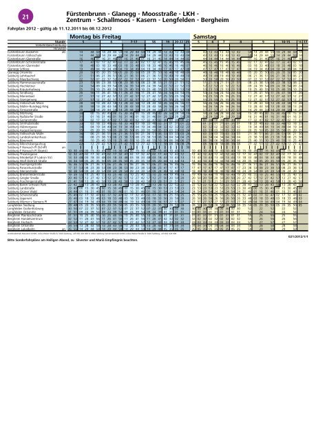 Fahrplan Linie 21 - Salzburg AG