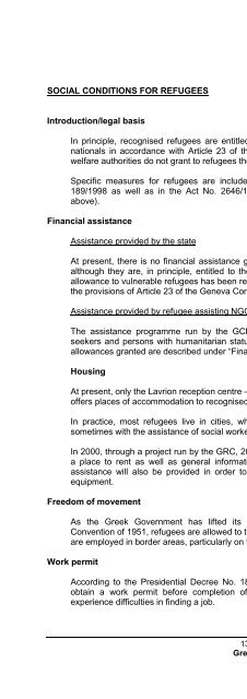 legal and social conditions for asylum seekers and refugees in ...