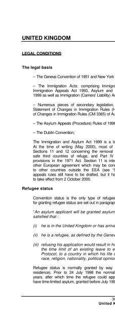 legal and social conditions for asylum seekers and refugees in ...