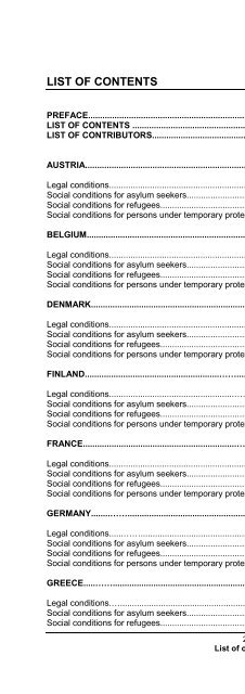 legal and social conditions for asylum seekers and refugees in ...