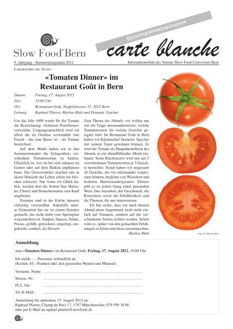 «Tomaten Dinner» im Restaurant Goût in Bern - Slow Food ...