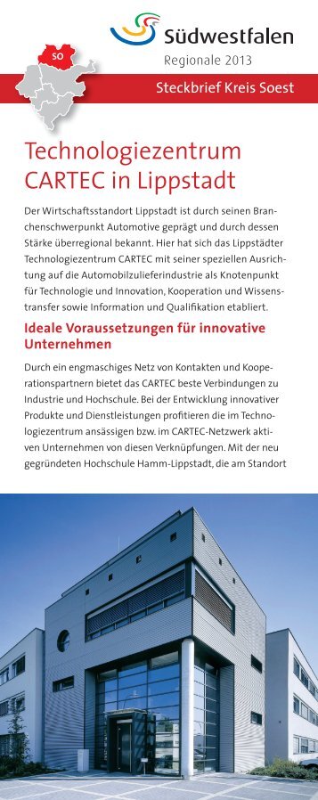 Technologiezentrum CARTEC in Lippstadt - Wirtschaftsförderung ...