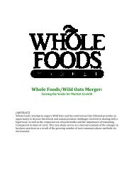 Whole Foods/Wild Oats Merger: - The Arthur Page Society