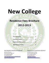 Residence Fees Brochure 2012-2013 - New College – University of ...