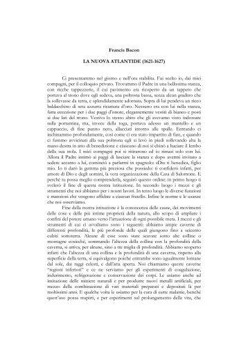 Francis Bacon LA NUOVA ATLANTIDE (1621-1627) Ci ...