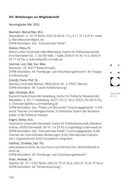 129 Politikwissenschaft - DVPW