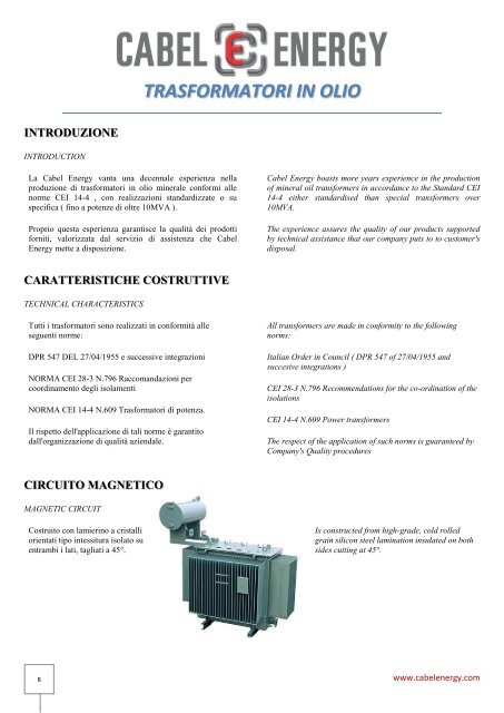 trasformatori in resina - Cabel Energy