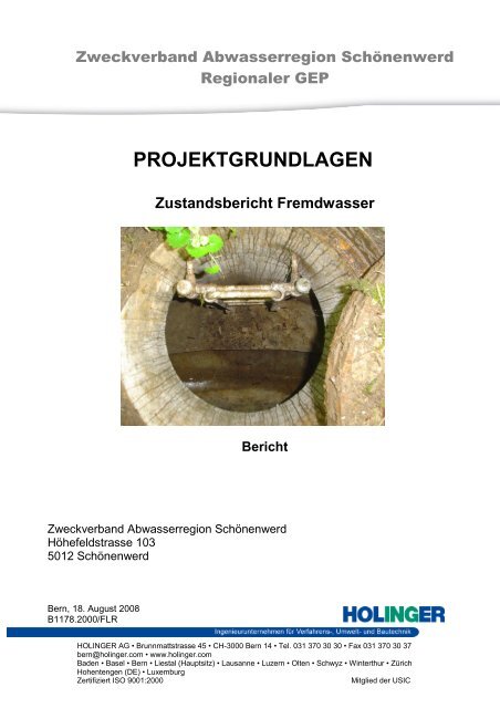 PROJEKTGRUNDLAGEN Zustandsbericht Fremdwasser Bericht