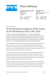 DI and Broadcast Solutions of the Future to be Presented by  DVS at ...
