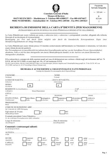 Richiesta rilascio Carta d'Identità (maggiorenni) - Consolato ...