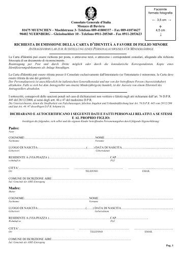 Richiesta rilascio Carta d'Identità (maggiorenni 