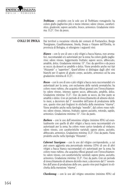 La carta dei vini DOC e DOCG