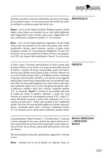 La carta dei vini DOC e DOCG