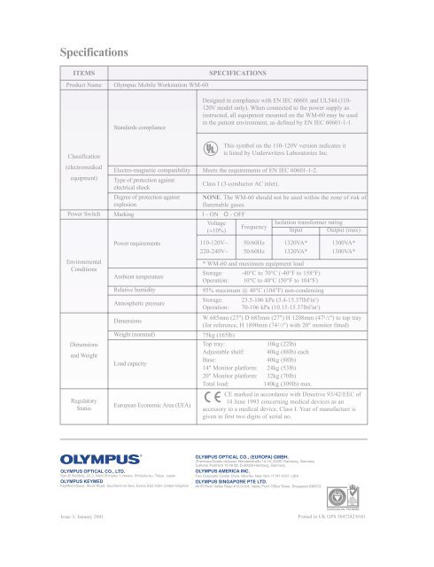 Sales Brochure: WM-60 Video Endoscopy Cart - Olympus America