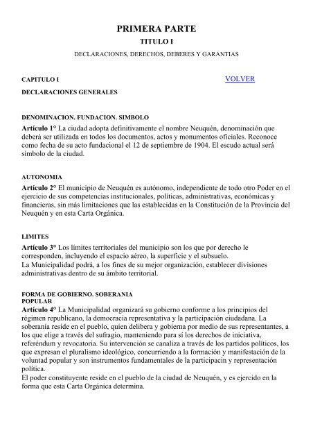 Carta Orgánica de la Ciudad de Neuquén