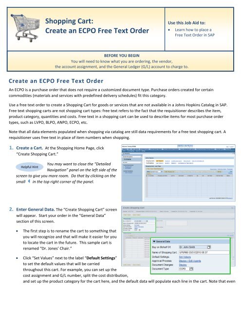 Shopping Cart Create An Ecpo Free Text Order Johns