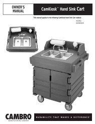 CamKioskâ„¢ Hand Sink Cart OWNER'S MANUAL - Cambro ...