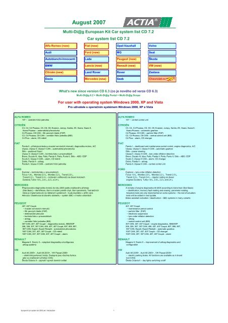 Europe kit car system list CD72 - Atal