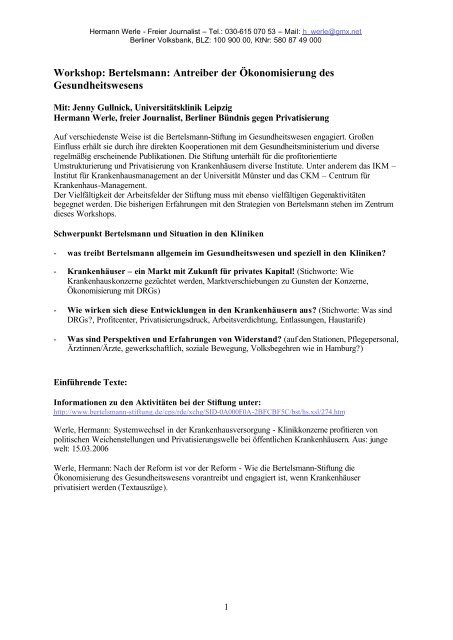 Bertelsmann: Antreiber der Ökonomisierung des ... - Dr. Axel Suhrborg