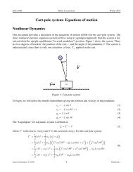 Cart-pole system: Equations of motion Nonlinear Dynamics