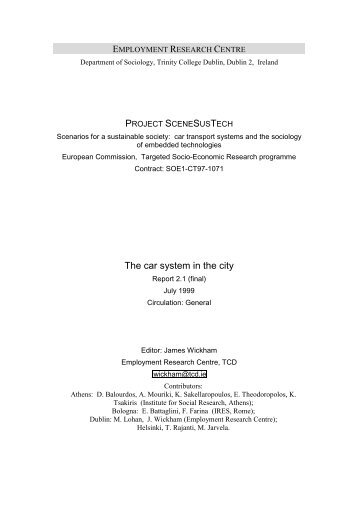 The Car System in the City - Trinity College Dublin
