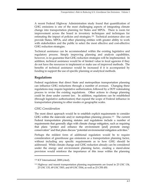 Transportation's Role in Reducing U.S. Greenhouse Gas Emissions ...