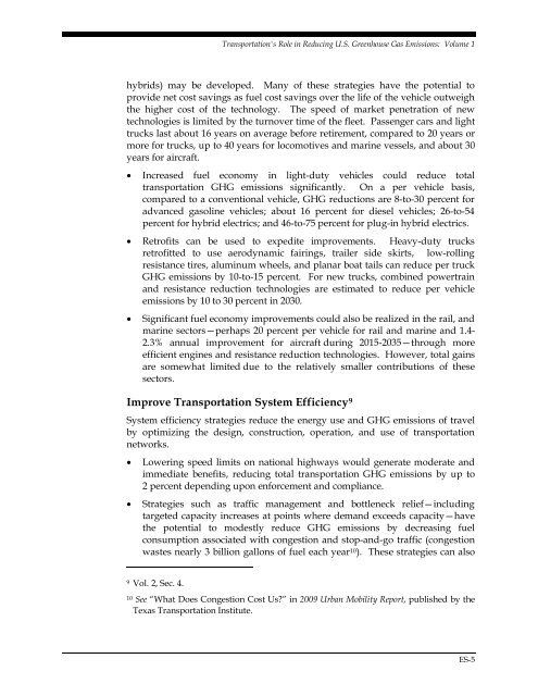 Transportation's Role in Reducing U.S. Greenhouse Gas Emissions ...