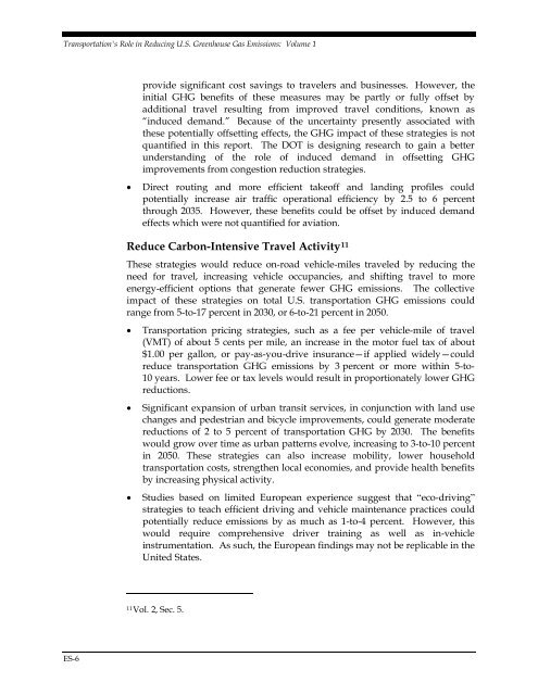 Transportation's Role in Reducing U.S. Greenhouse Gas Emissions ...