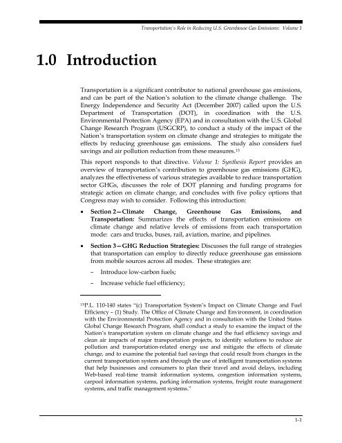 Transportation's Role in Reducing U.S. Greenhouse Gas Emissions ...