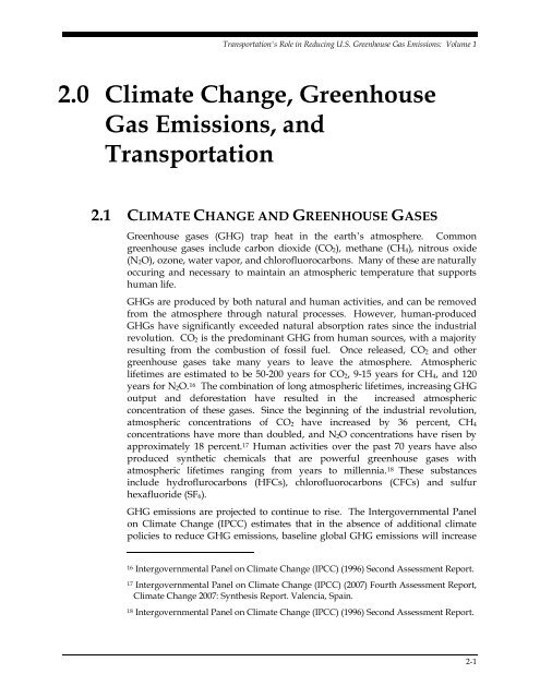 Transportation's Role in Reducing U.S. Greenhouse Gas Emissions ...