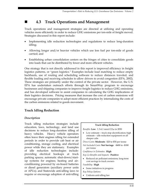 Transportation's Role in Reducing U.S. Greenhouse Gas Emissions ...