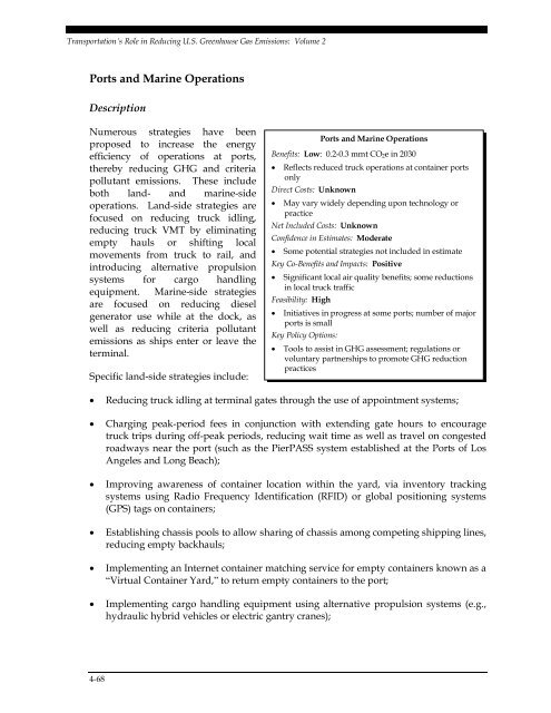 Transportation's Role in Reducing U.S. Greenhouse Gas Emissions ...