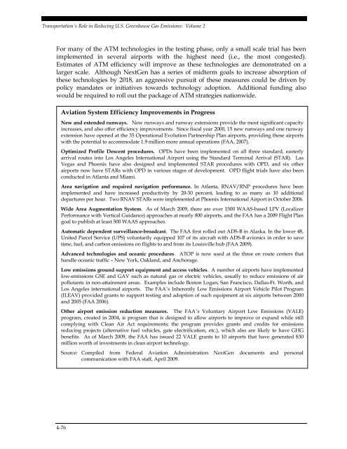 Transportation's Role in Reducing U.S. Greenhouse Gas Emissions ...