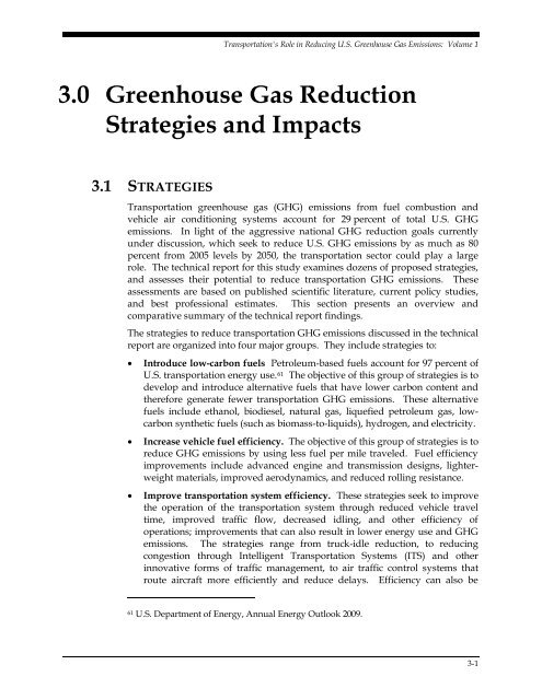 Transportation's Role in Reducing U.S. Greenhouse Gas Emissions ...