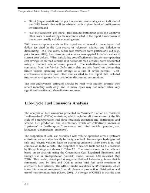 Transportation's Role in Reducing U.S. Greenhouse Gas Emissions ...