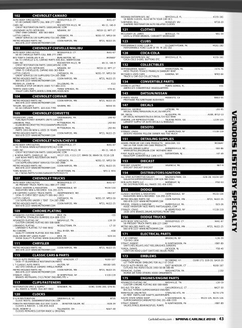 alphabetic al vendor lis ting - Carlisle Events