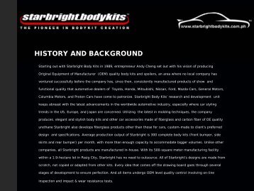HISTORY AND BACKGROUND - Starbright Bodykits