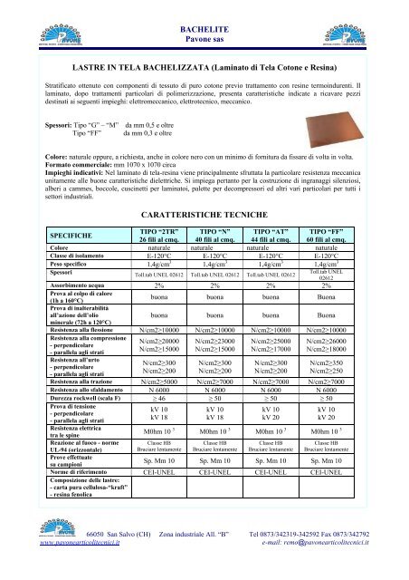 Bachelite - Pavone - Forniture Industriali - Articoli Tecnici