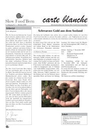 Carte blanche - Slow Food Convivium Bern