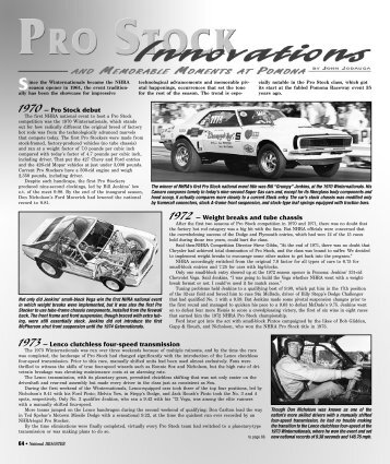 1970— Pro Stock debut 1972 — Weight breaks and ... - NHRA.com