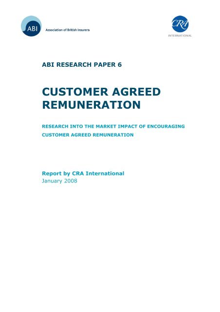 CUSTOMER AGREED REMUNERATION - CRA International