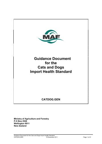 Guidance Document For The Cats And Dogs Import - Biosecurity ...